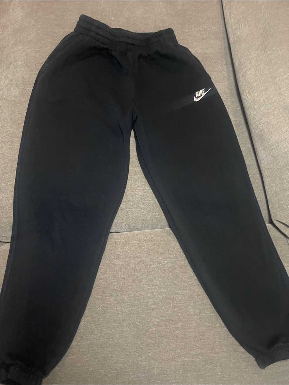 Nike Black Kids Jogger Sweatpants with White Swoosh